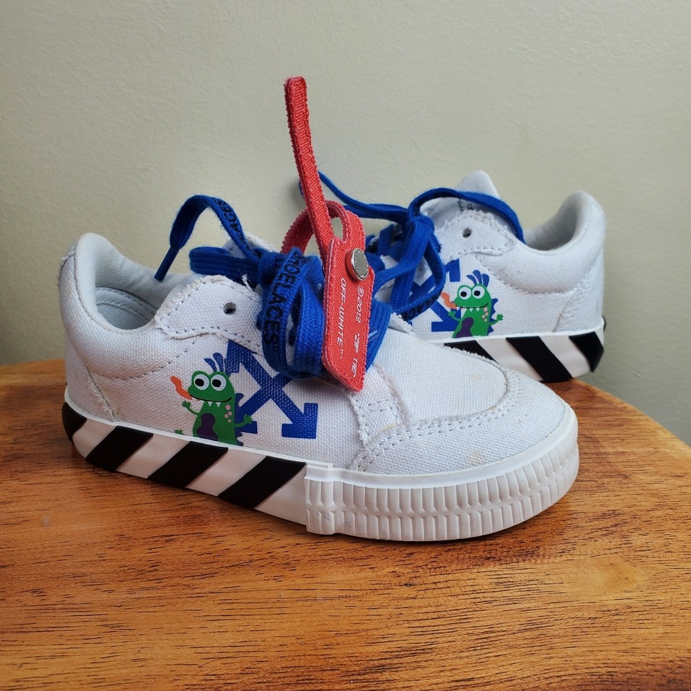 Kids Off White Monster Virgil Abloh White Sneakers Zip Tie Vulcanized 26